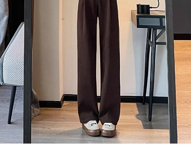 Dovitade - Hoge taille effen corduroy losse broek