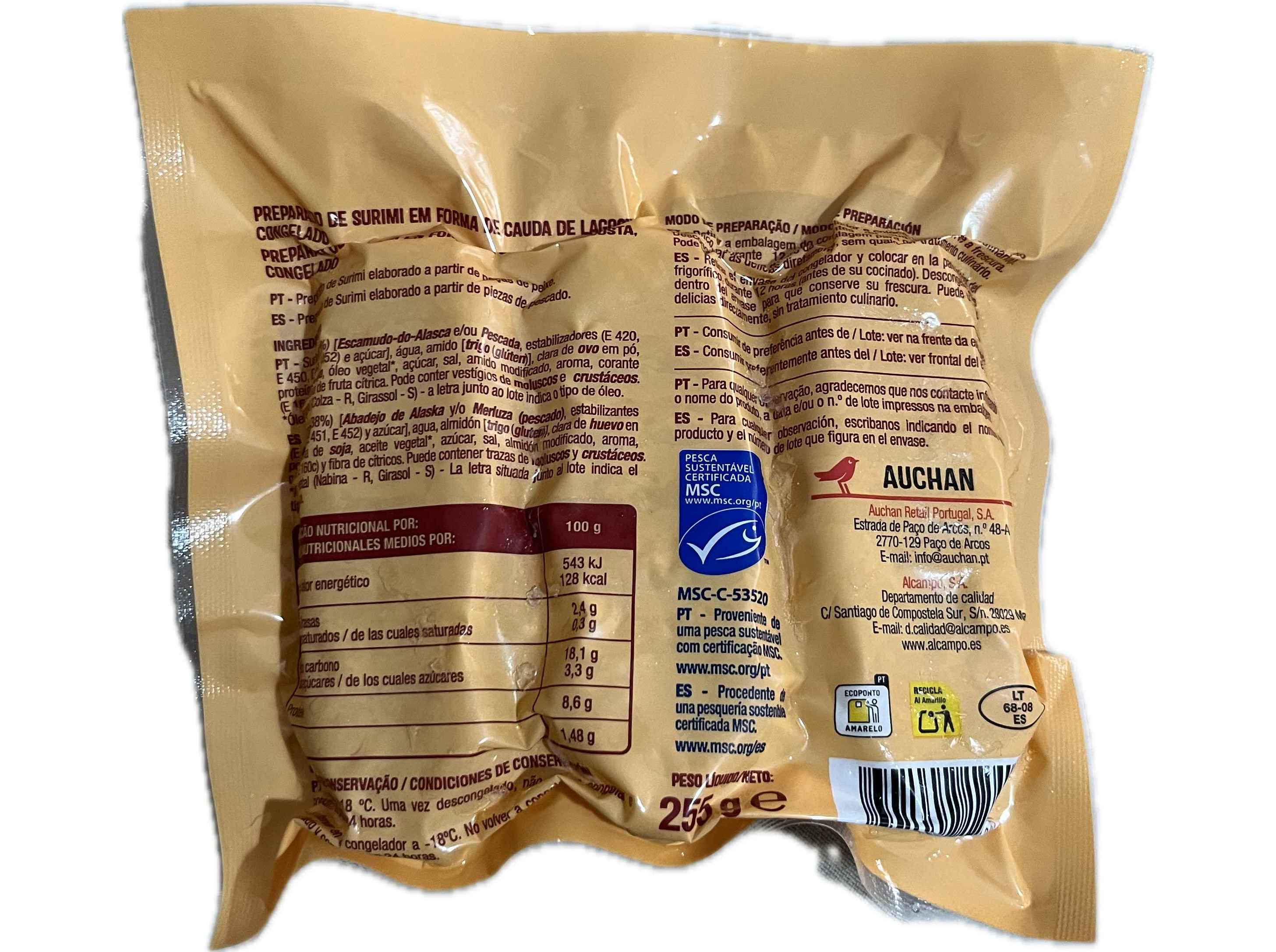 DELÍCIAS DO MAR AUCHAN EM FORMA DE LAGOSTA 3UN 255G