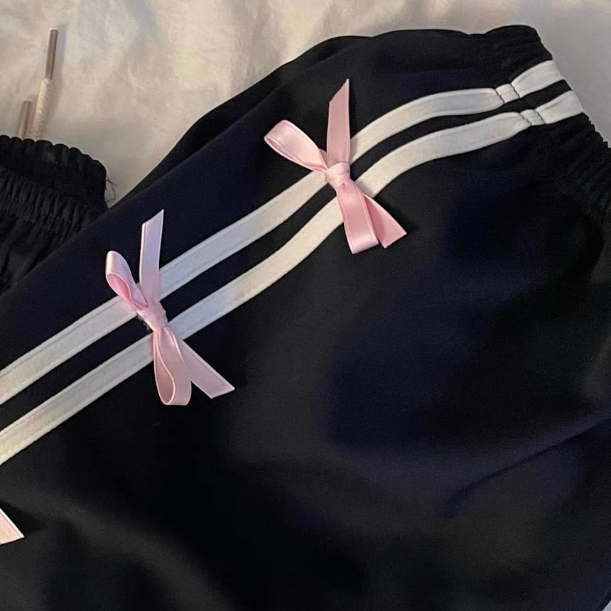 PINPI - Gestreepte baggy joggingbroek met trekkoord en strik