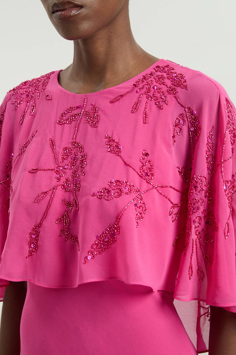 KarenMillen Robe Maxi À Détail Cape Perlée Petite