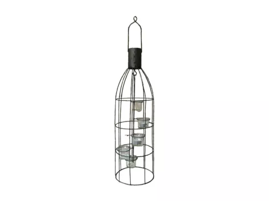 Lanterne extérieure jardin à poser bougie ancienne métal gris 60 cm