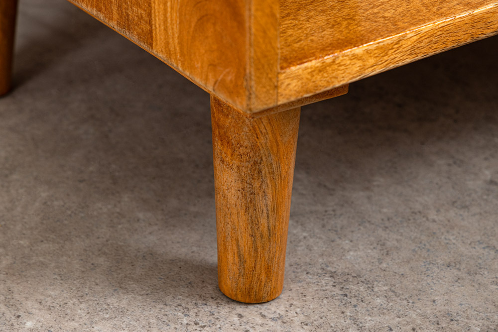 Massiver Nachttisch INFINITY 60cm natur Mangoholz mit Fach und Schublade