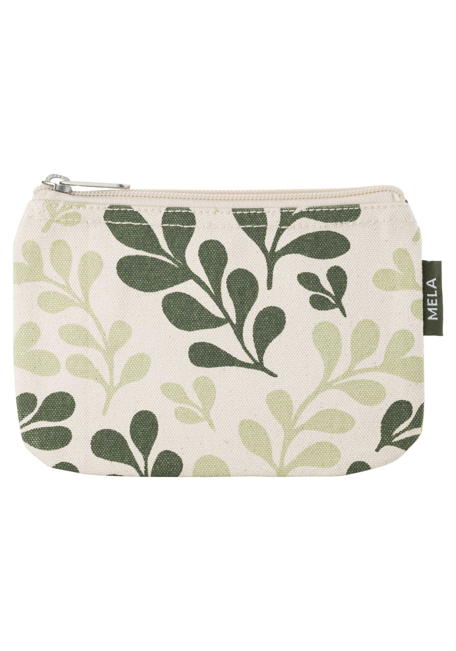 Mela Kleine Kosmetiktasche Small Pouch Greige/Green Leaf Print