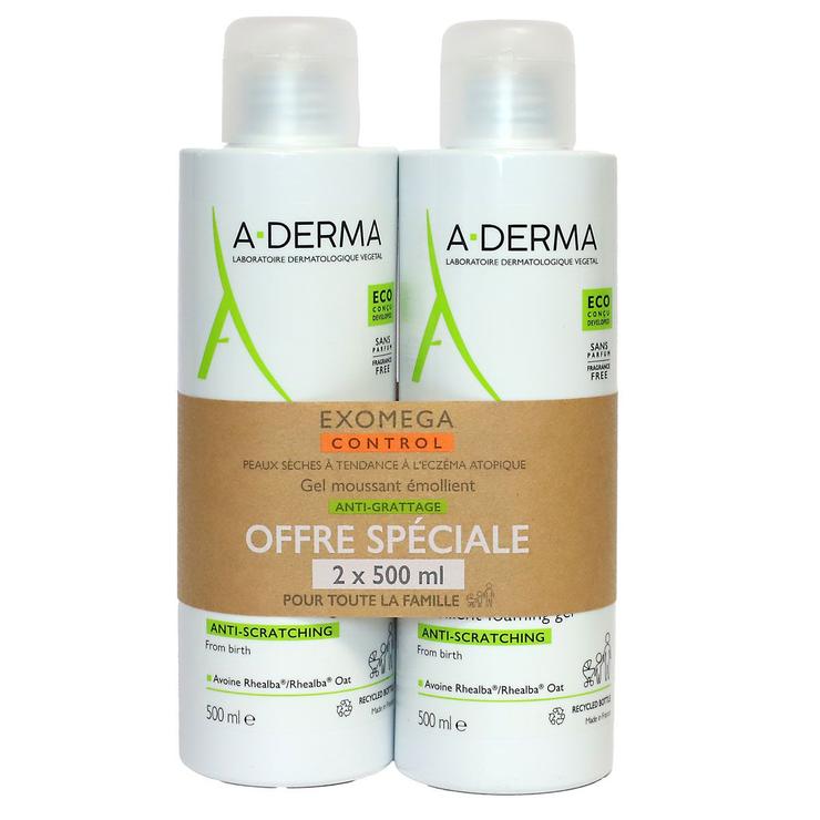 Exomega Control gel moussant émollient anti-grattage 2x500ml
