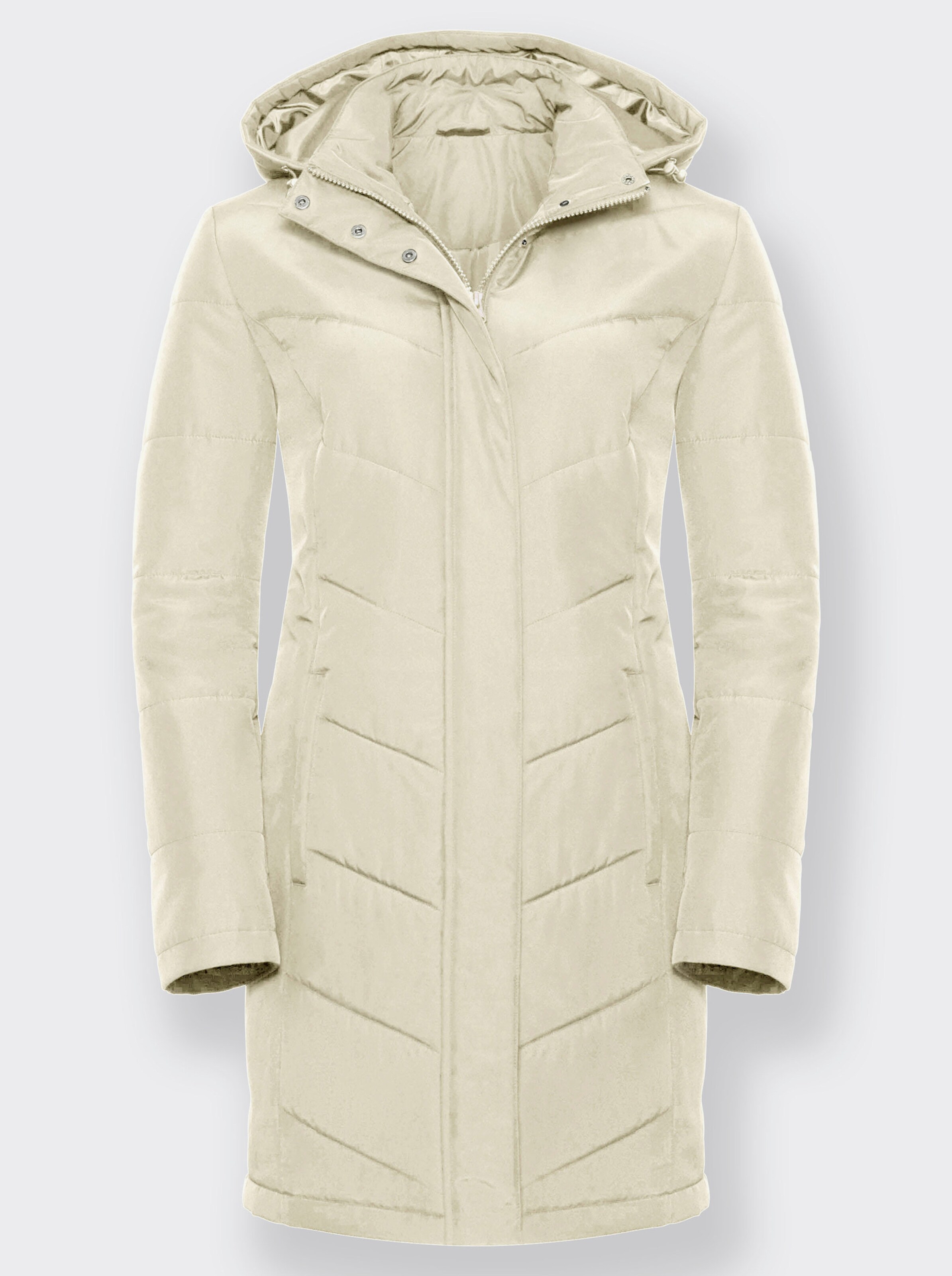 Longjacke mit abnehmbarer Kapuze