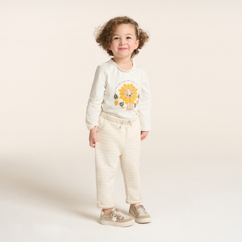 T-shirt lion brodé blanc bébé fille Blanc