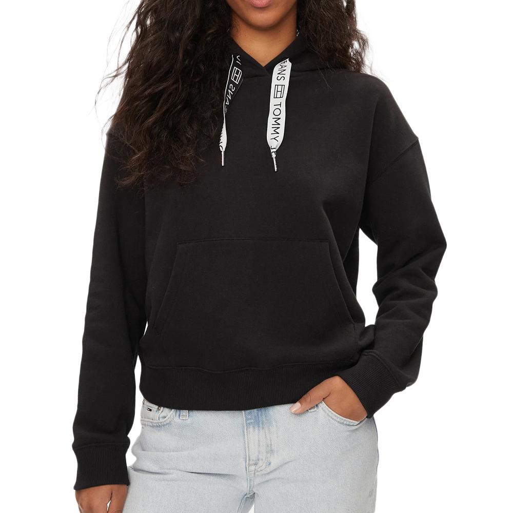 Tommy Hilfiger Sweat à Capuche Noir Femme Tommy Hilfiger Logo Drawcor