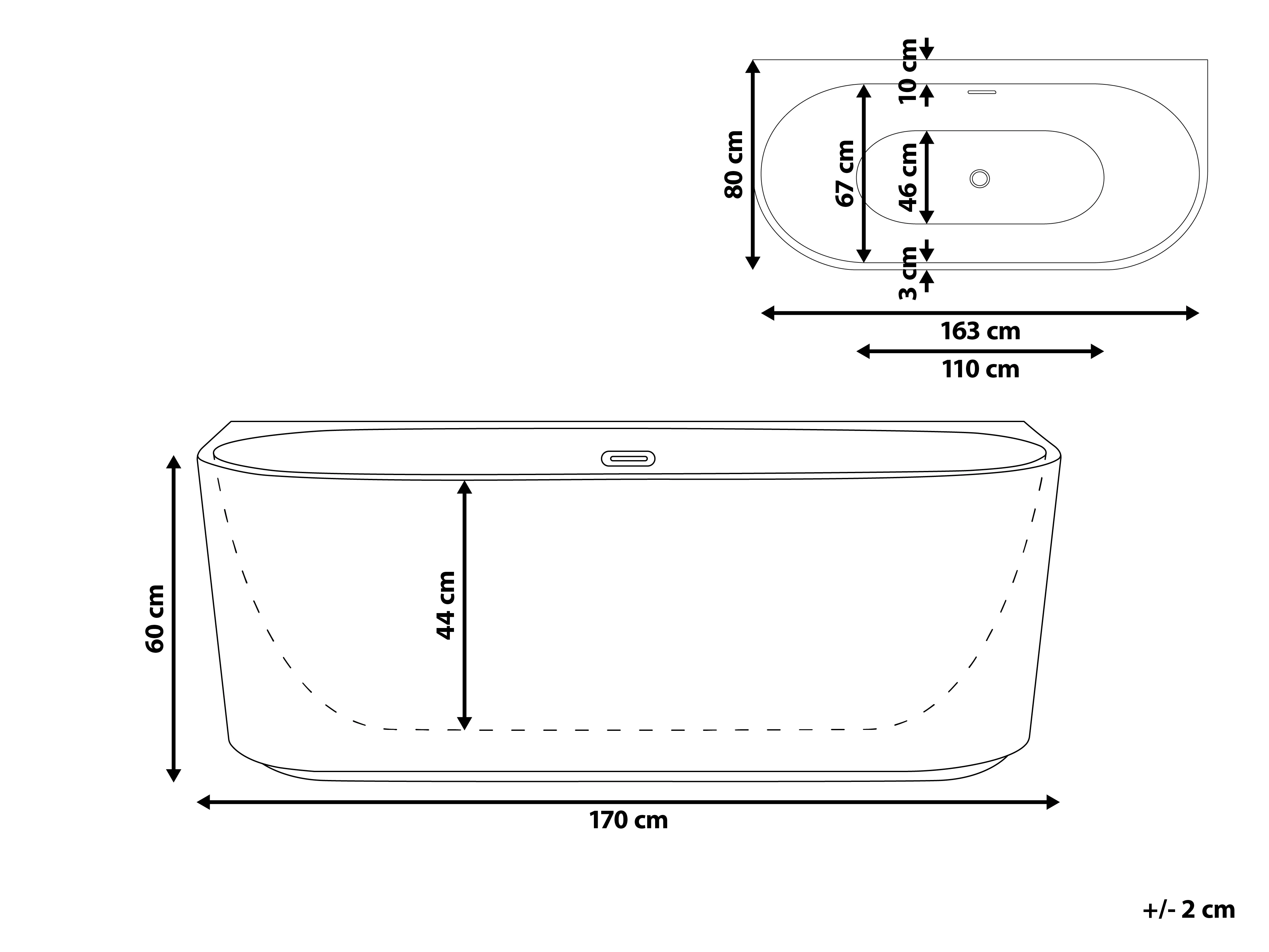 Badkuip GOCTA 170 x 80 cm Zwart