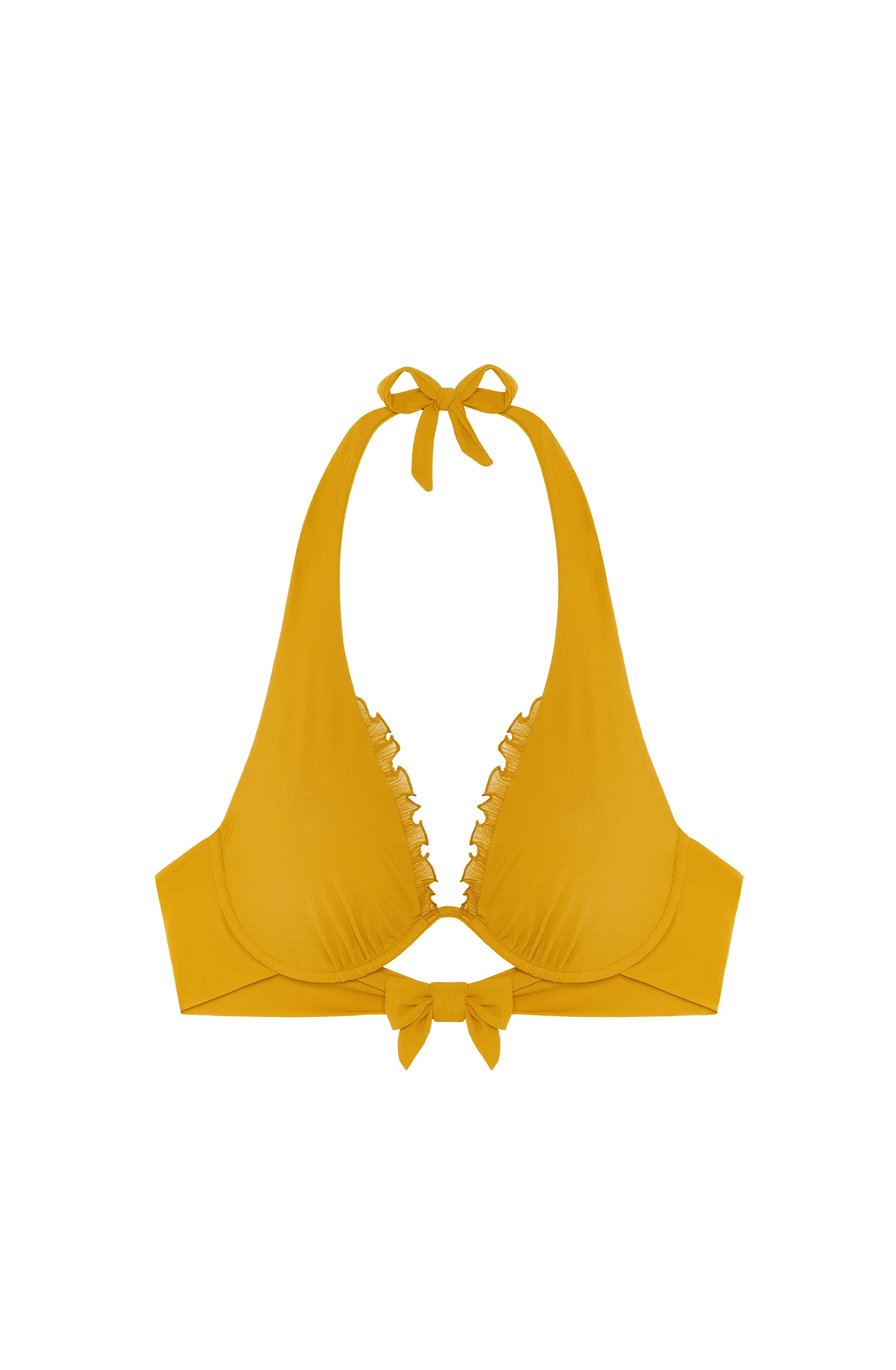 sary Haut de maillot de bain mono-armature ocre à volants Ocre
