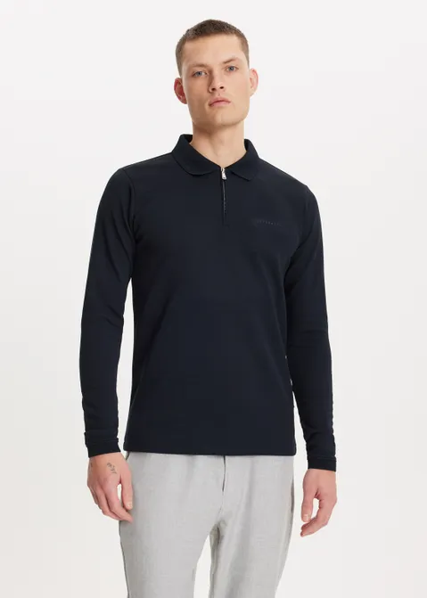 Lange mouwen polo met rits blauw (BLW.D)