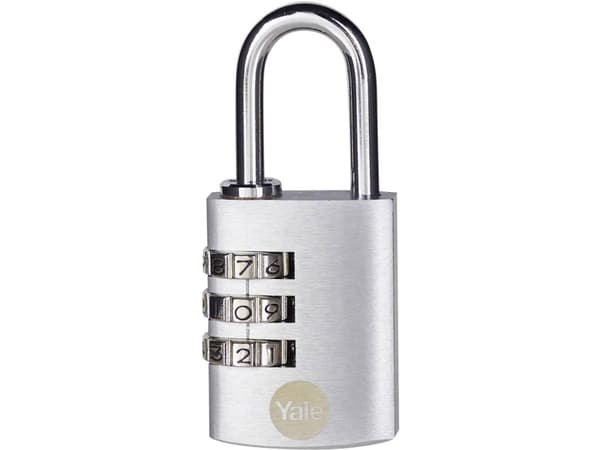 YALE Y151B/30/125/1 Hengelås 30mm Sølv kombinasjonslås