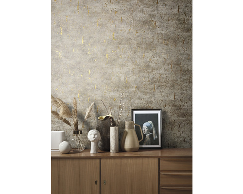 Vliesbehang 85767 Natural Opulence van Felix Diener, pleisterlook, bruin en goud