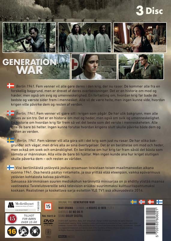 Generation War - Unsere Mütter, unsere Väter - Vores mødre vores fædre - Krigens unge hjerter - 3 DVD BOX, COMPLETE MINI SERIES