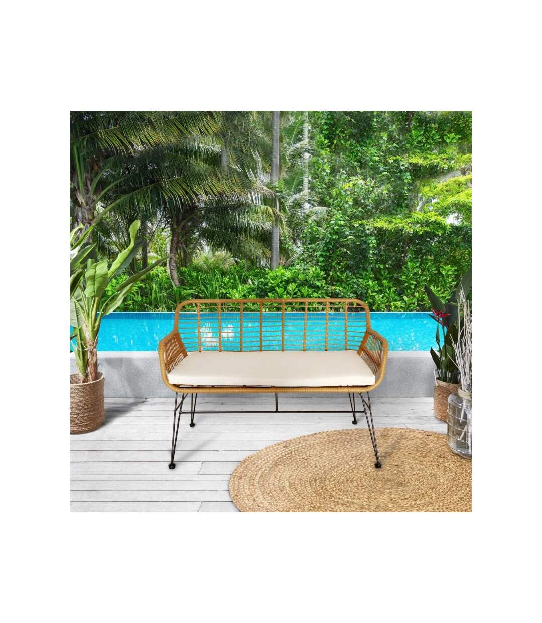 Paris Prix - Banc D'extérieur & Coussin surabaya 116cm Beige