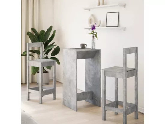Table de bar gris béton 51x50x103,5 cm bois d'ingénierie