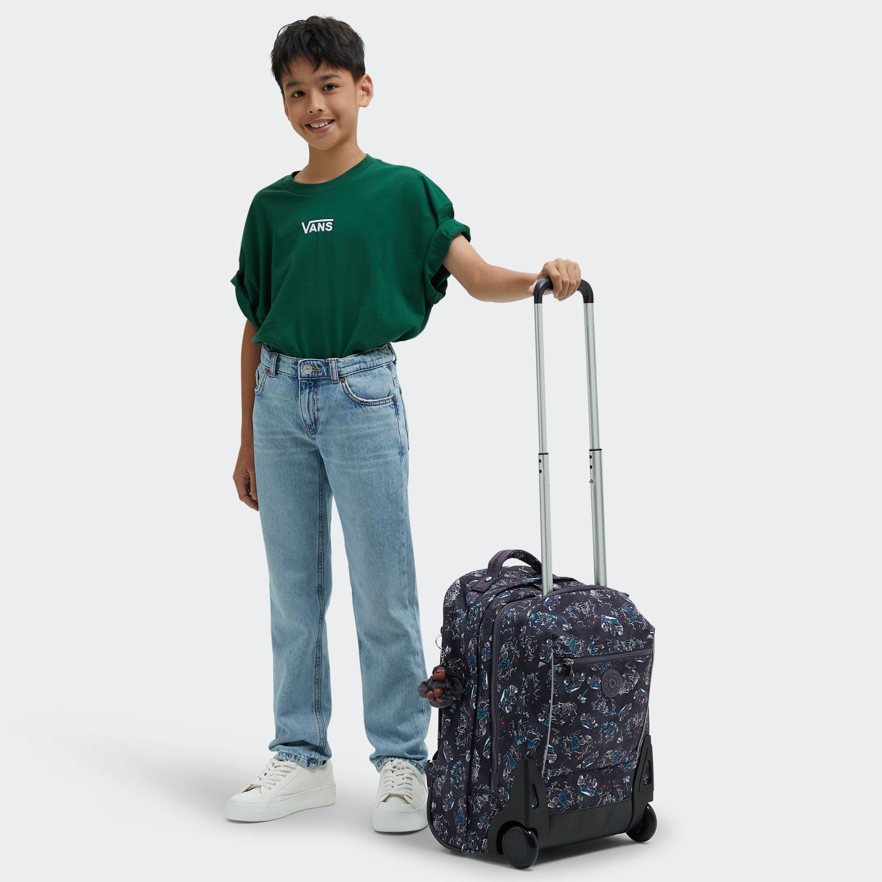 SARI Grand sac à dos à roulettes pour enfants avec compartiment pour ordinateur - Jungle Fun Race