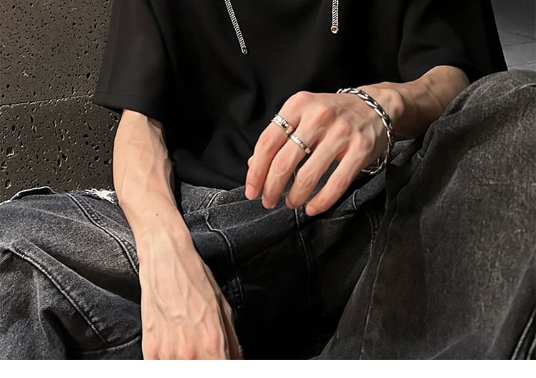 Breeson - T-shirt met korte mouwen, ronde hals en contrasterende stiksels