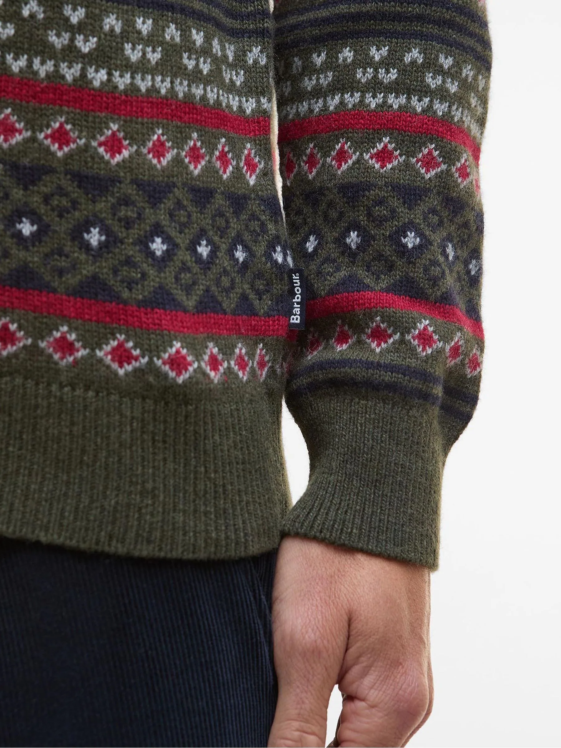 Duffel Groen - Barbour® Easdale Fair Isle Pattern Crew Jumper