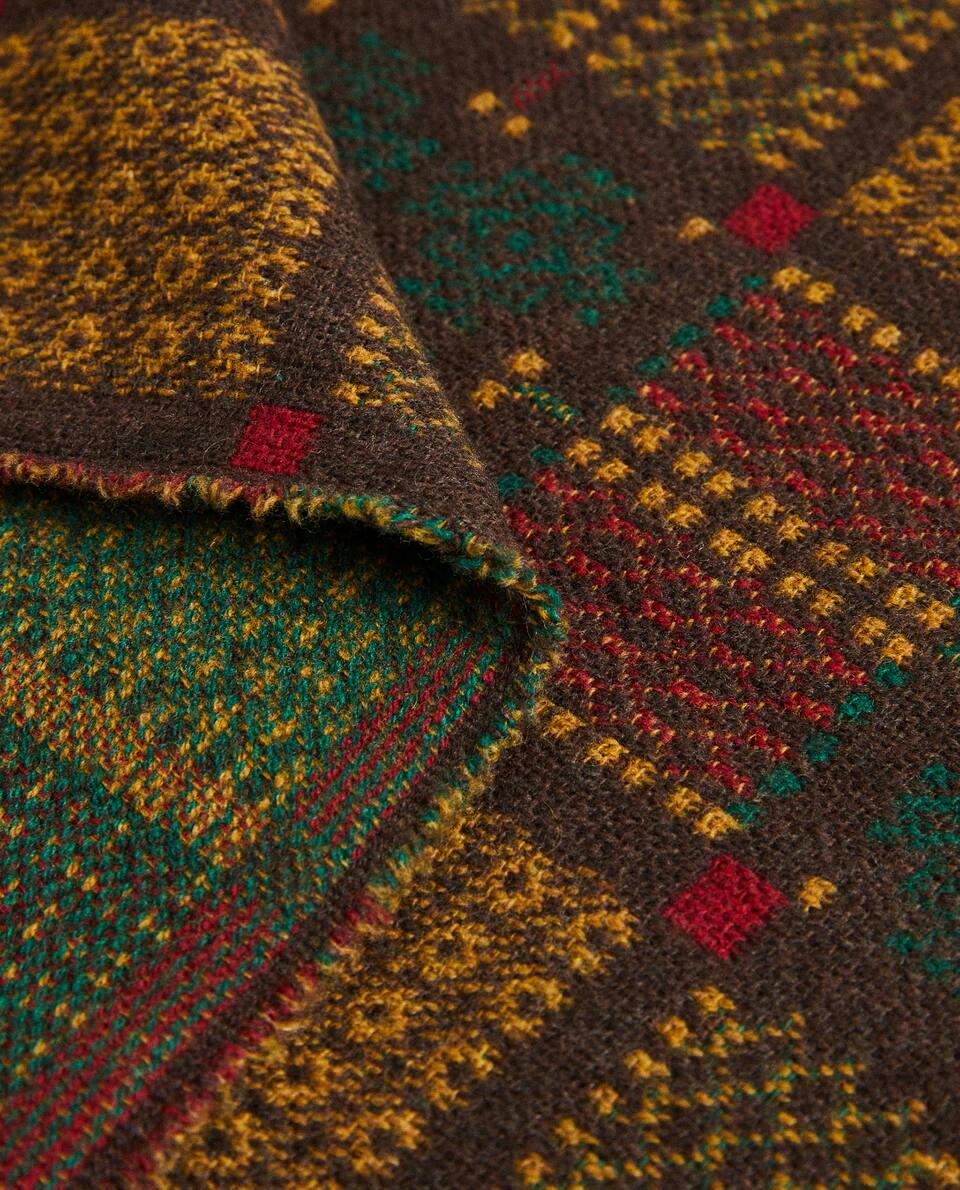 Manta de lã jacquard multicolorida para o Natal
