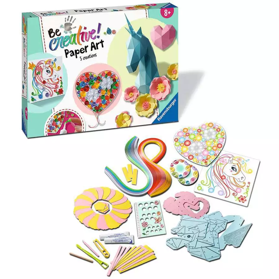 Ravensburger BeCreative Paper Art Flowers & Unicorn bunt