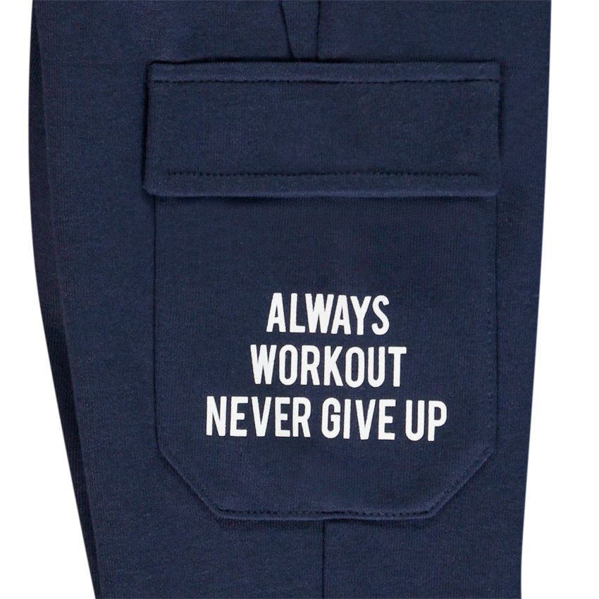 Jogging molleton à poches et message printé pour garçon - Bleu marine