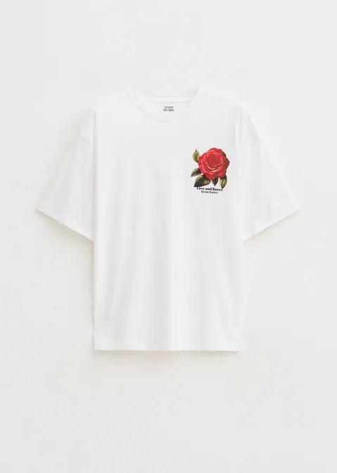 T-shirt met print artwork wit (WIT)