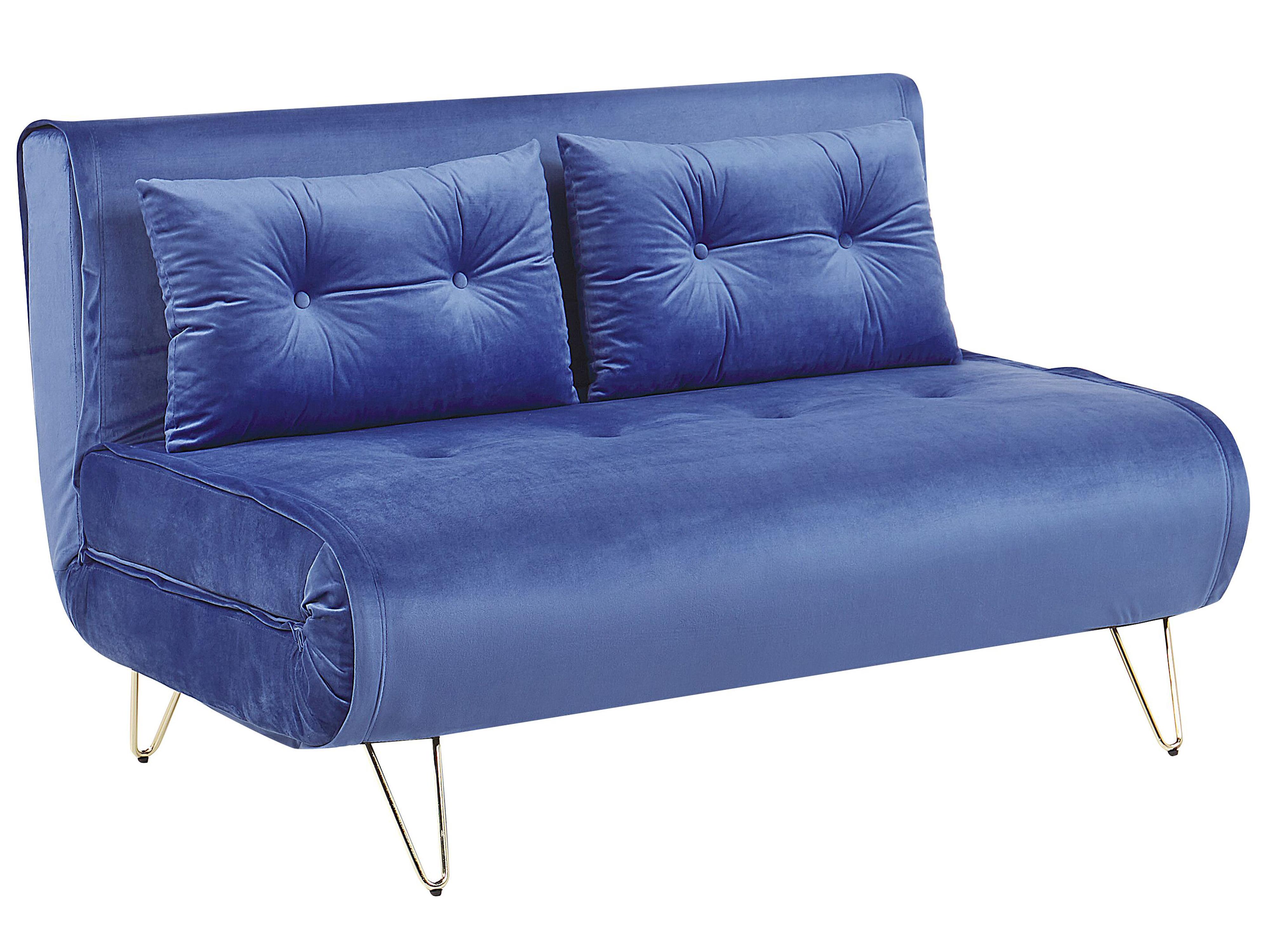 Slaapbank 2-zits VESTFOLD Fluweel Marineblauw
