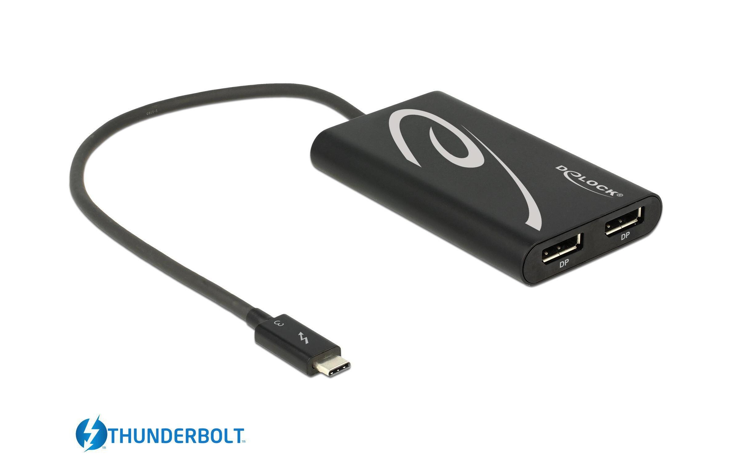 Adapterkabel 2 x DP f Thunderbolt 3 - DisplayPortThunderbolt 3 zu 2x Displayport Adapter