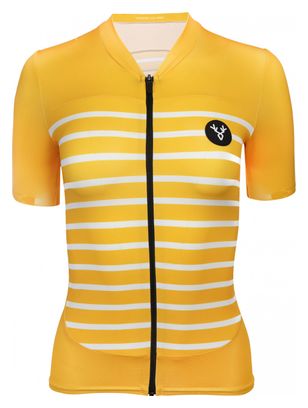 Maillot Manches Courtes Femme LeBram Ventoux Jaune Coupe Ajustée