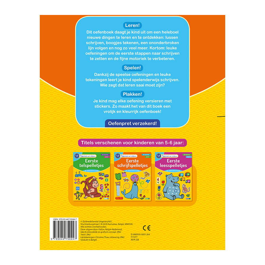 Oefenboek met Stickers - Eerste Schrijfspelletjes (5-6 jaar)