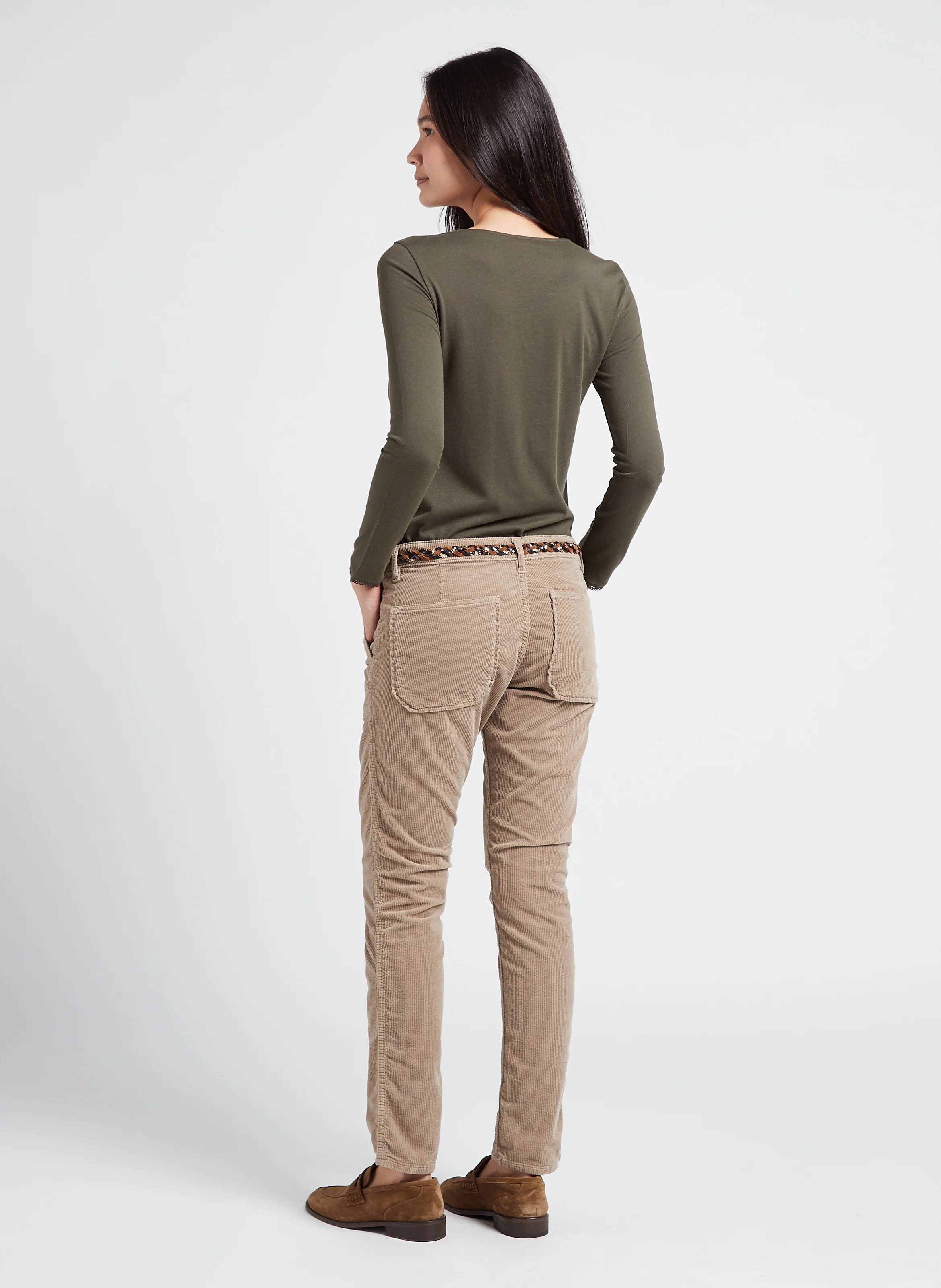 PIERCE - Pantalon slim en velours côtelé | Beige