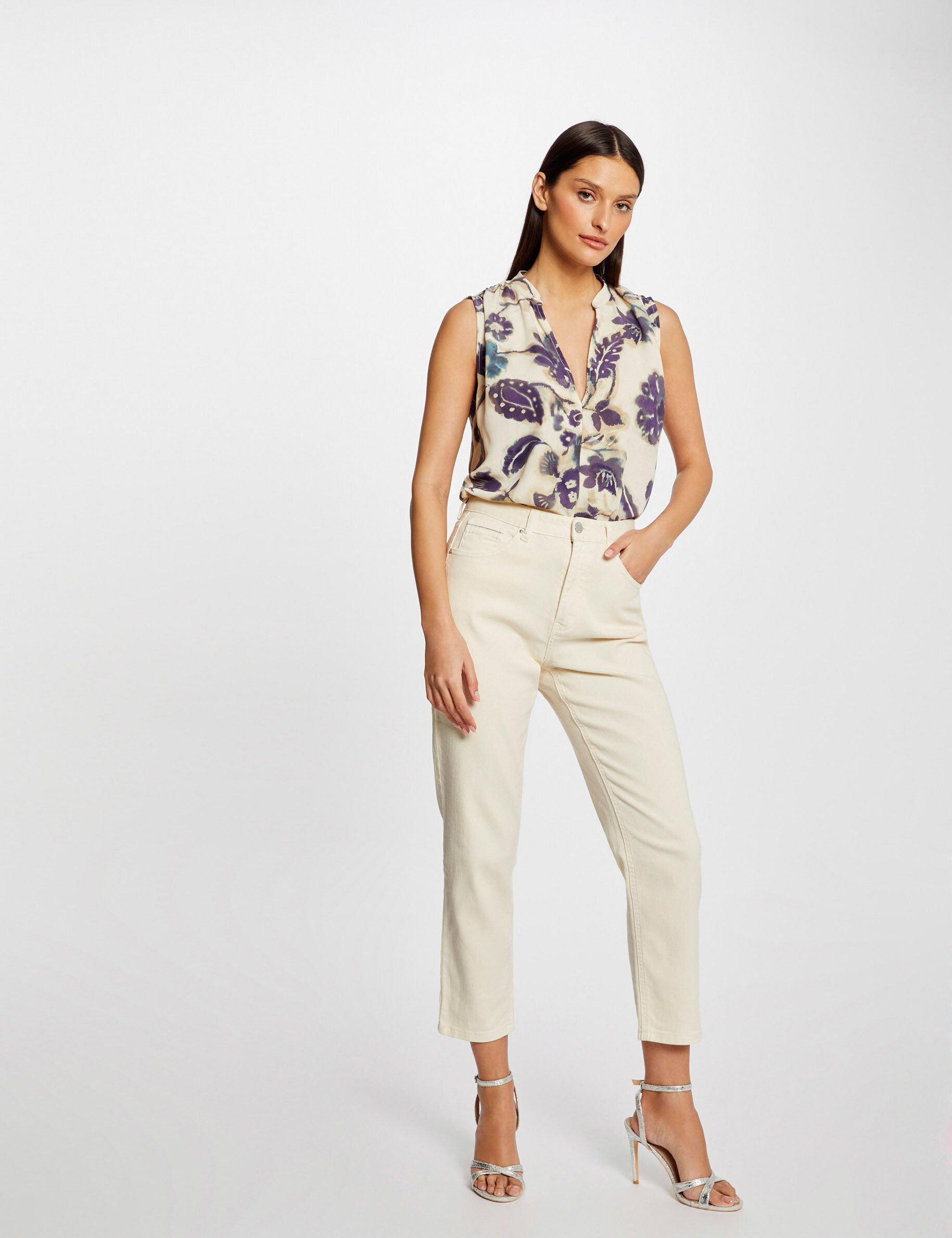 Blouse sans manches imprimé floral multico femme - multico