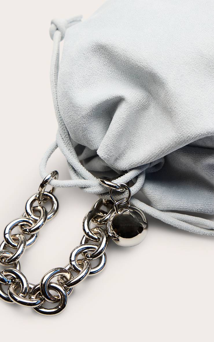 Bleu Poudré Sac Pochette À Perles Avec Chaîne En Synthétique