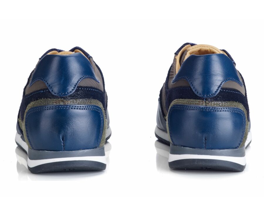 Sneakers homme cuir Navy & Velours Kaki - CORUNNA