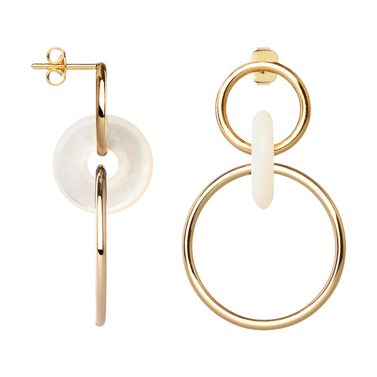 Boucles d'oreilles pendnates Saunier nacrelongues