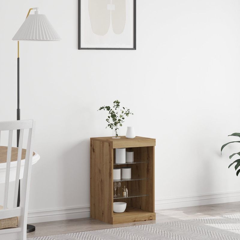 vidaXL - Dressoir - Artisanaal Eiken - Inclusief LED-verlichting