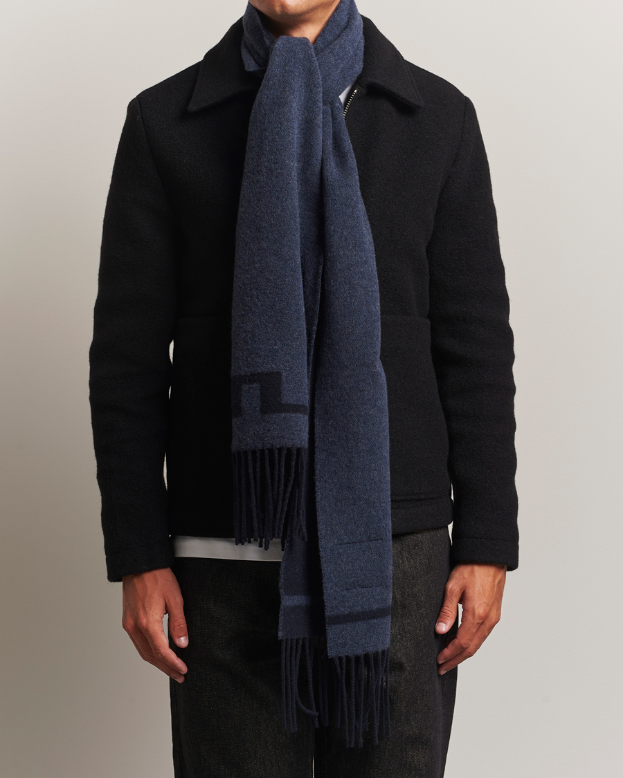J.Lindeberg Champ Wool Doublefaced Scarf Navy