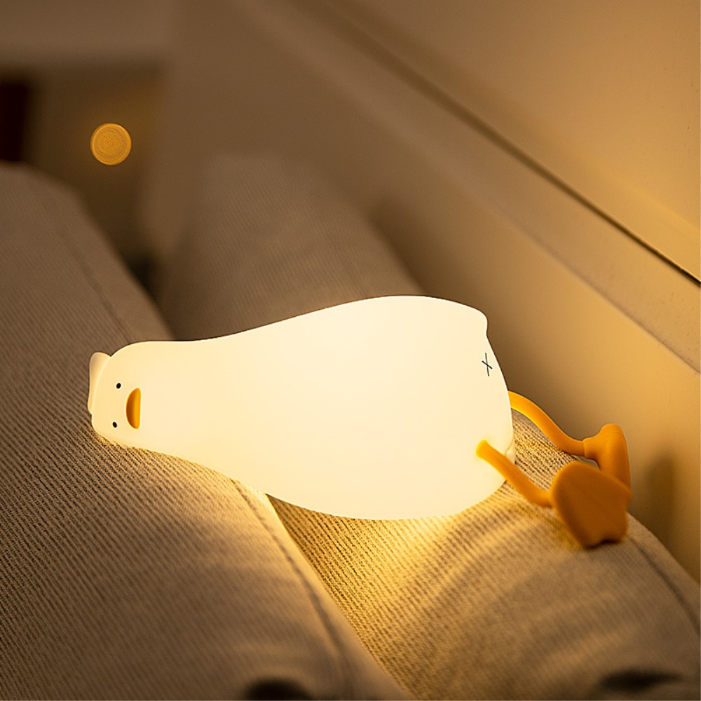 USB Silikon Ente Kinder Nachtlicht LED Lampe mit Touch Funktion - Weiss