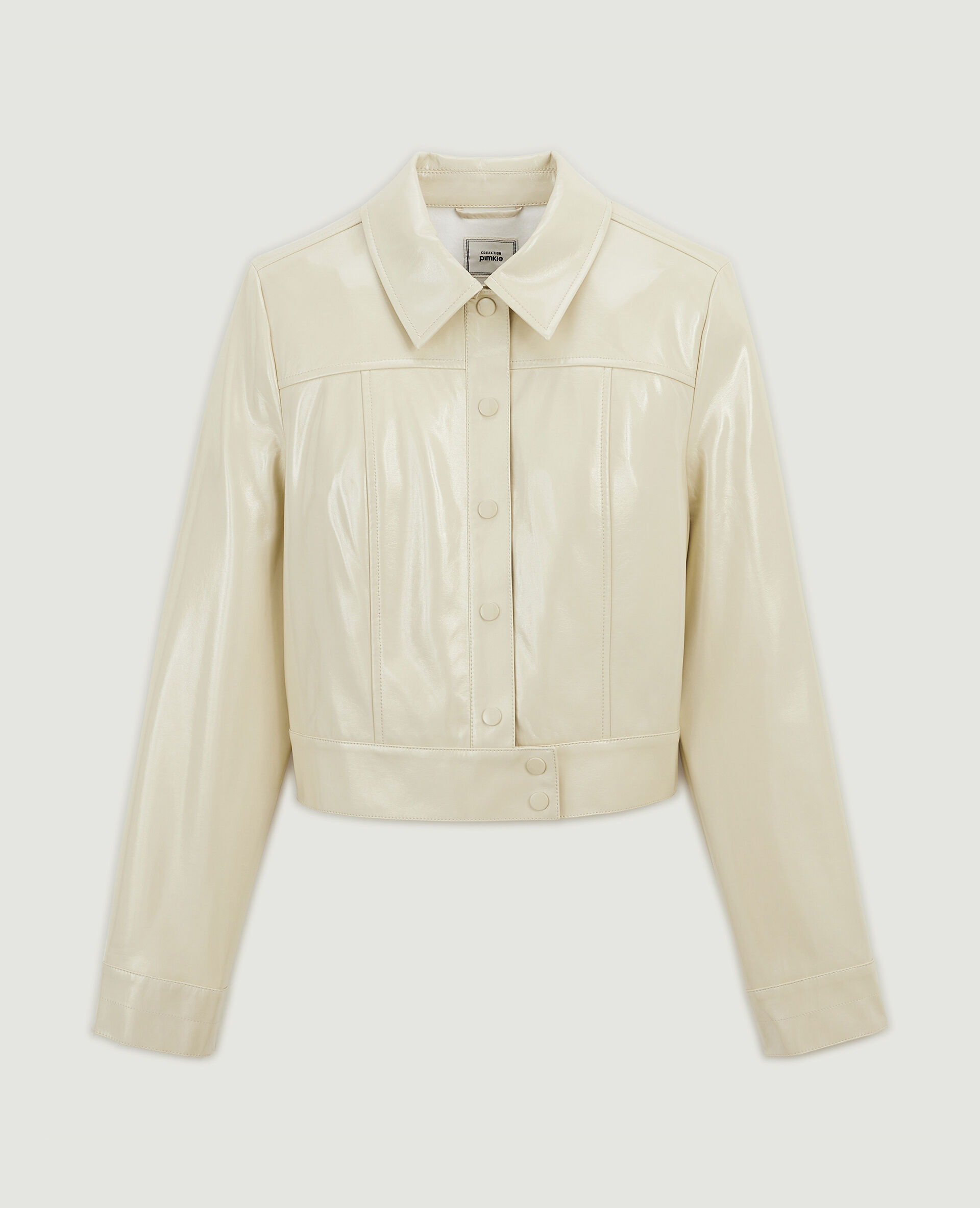 Veste courte et droite en vinyle - Beige