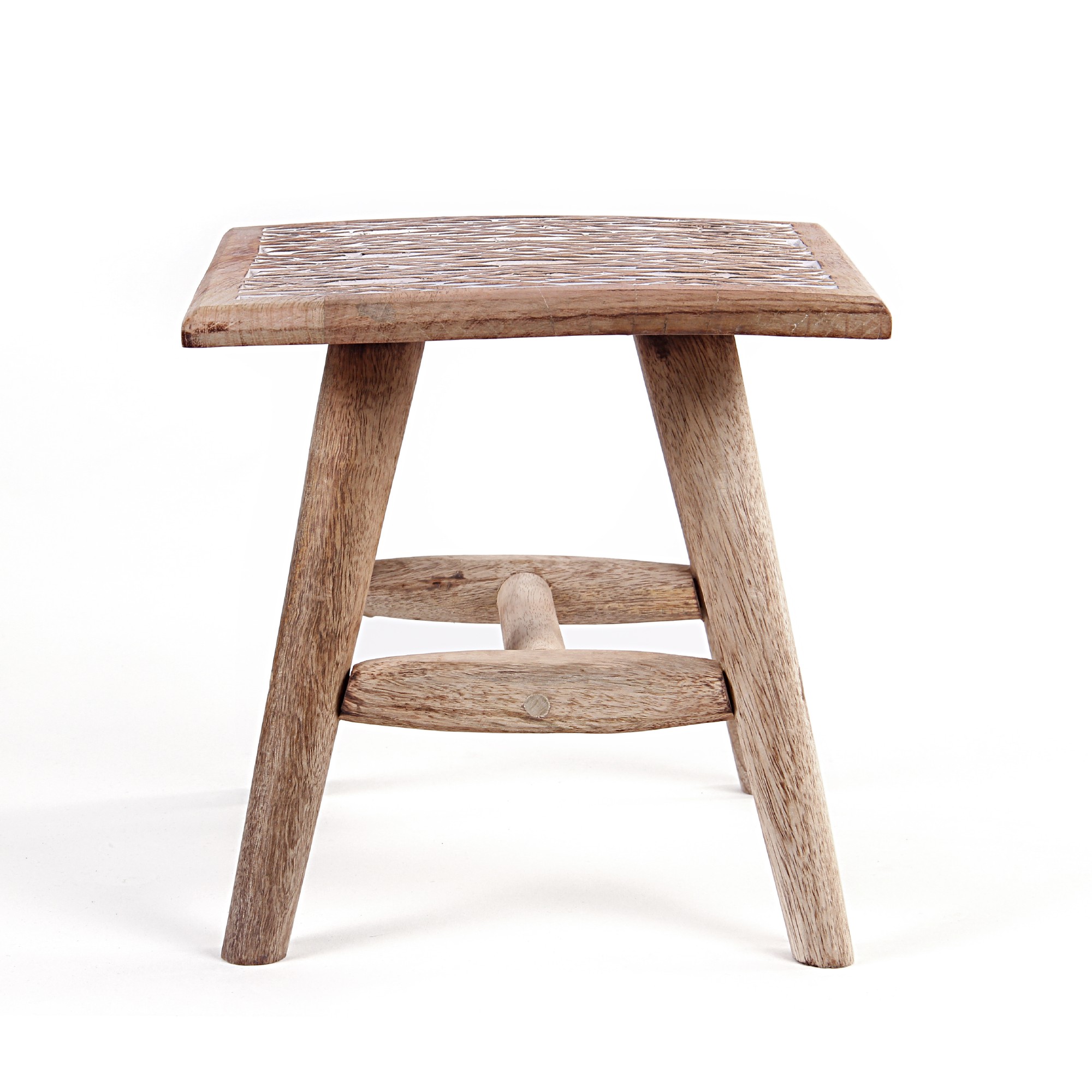 Hocker 'Ikat' Mangoholz, natur, T 25 cm, B 25 cm, H 25 cm von fischer's lagerhaus