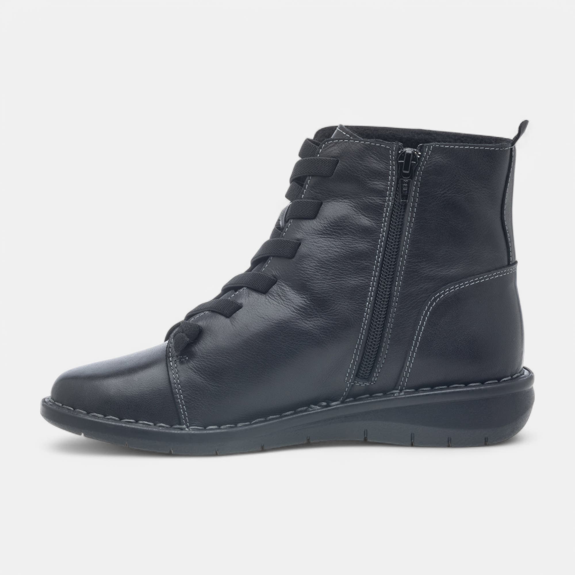 Bottines à lacets Femme en cuir noir