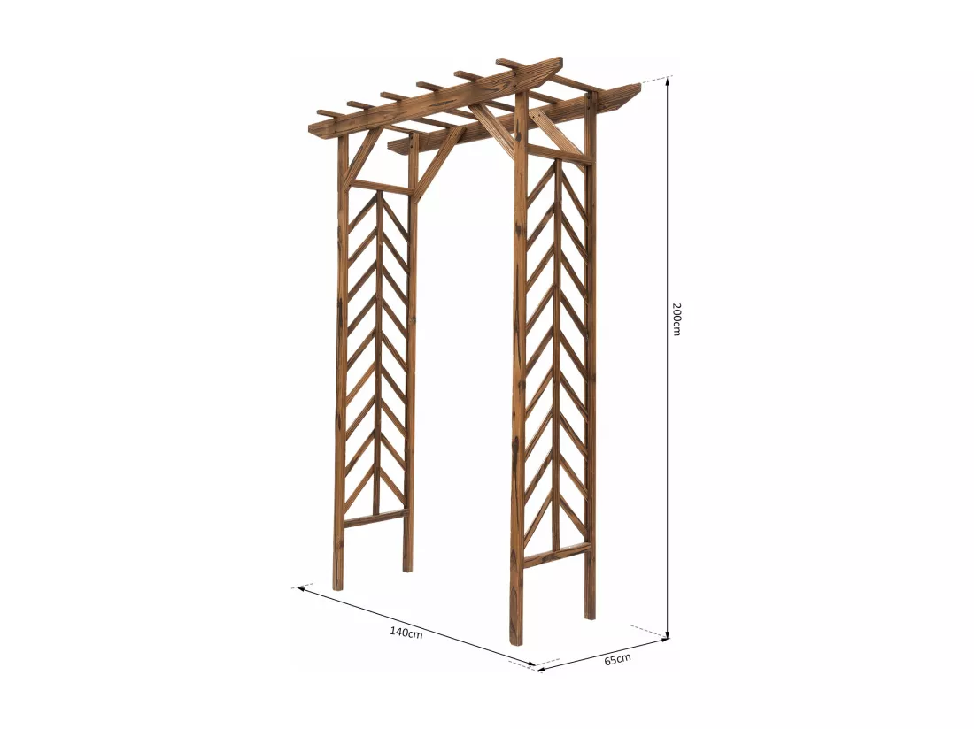 Arche de jardin arche à rosiers style exotique dim. 140L x 65l x 200H cm bois de sapin
