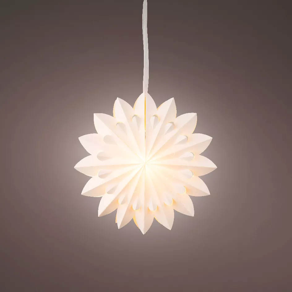 Suspension lumineuse papier LED (D40 cm) Origami Floralia Blanc