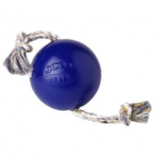 Bola azul para cachorro com corda