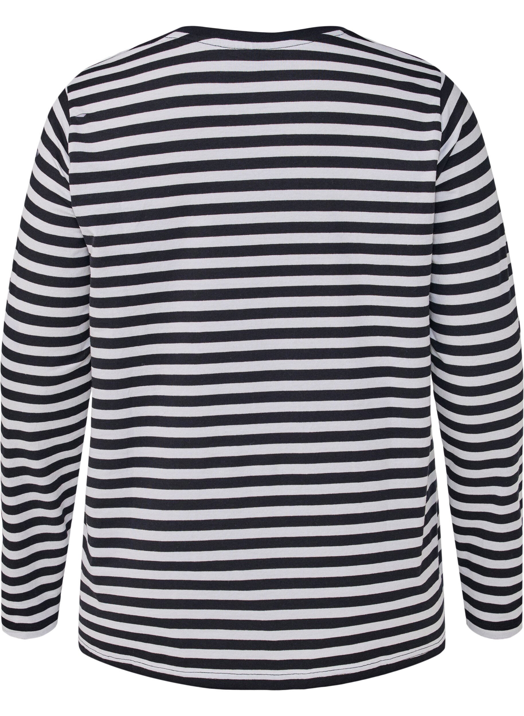 Bluse med striber og motiv