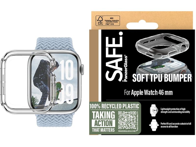 SAFE. Displayschutz TPU Bumper Transparent 46 mm Displayschutz für das Apple Watch Series 10
