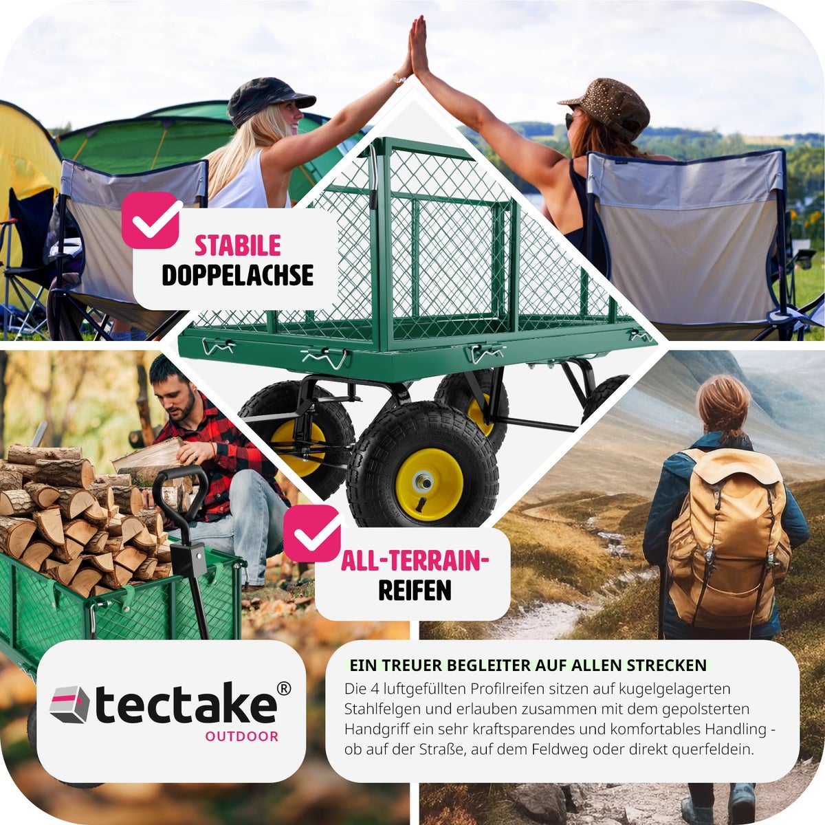 tectake handkar met opklapbare zijwanden, draagvermogen 550 kg