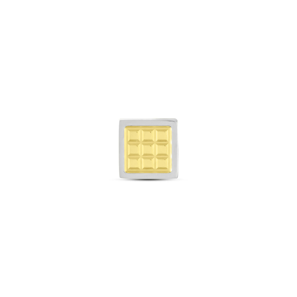Boucle D'oreille Puce Unitaire Acier Blanc Et Plaqué Or Antono