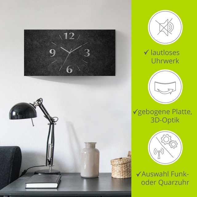Artland Wanduhr »Granit-Gestein-Anthrazit« 3D Optik gebogen, mit Quarz- oder Funkuhrwerk, versch. Grössen