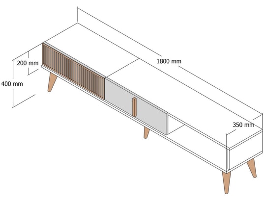 CONCEPT1 - Meuble TV Milan Alt - Noyer, Anthracite 180 x 40 x 35